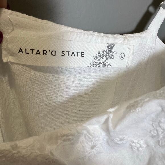 Alter’d State White Eyelet Cotton Short Sundress Size Large - Picture 4 of 8